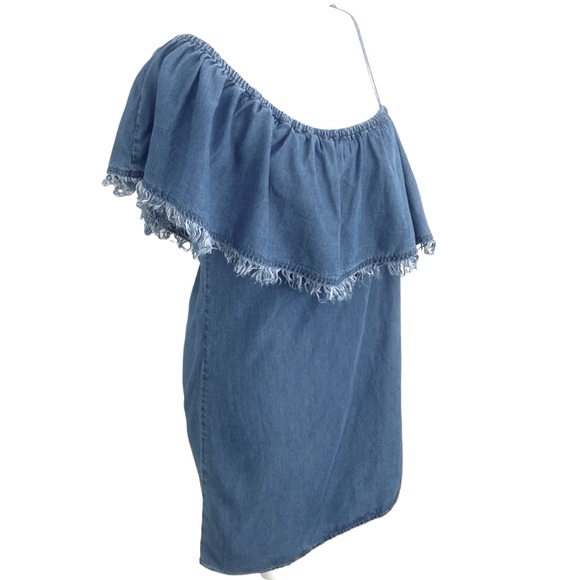 Splendid Tencel Off-Shoulder Distressed Sleeveless Jean Denim Dress - Picture 5 of 10